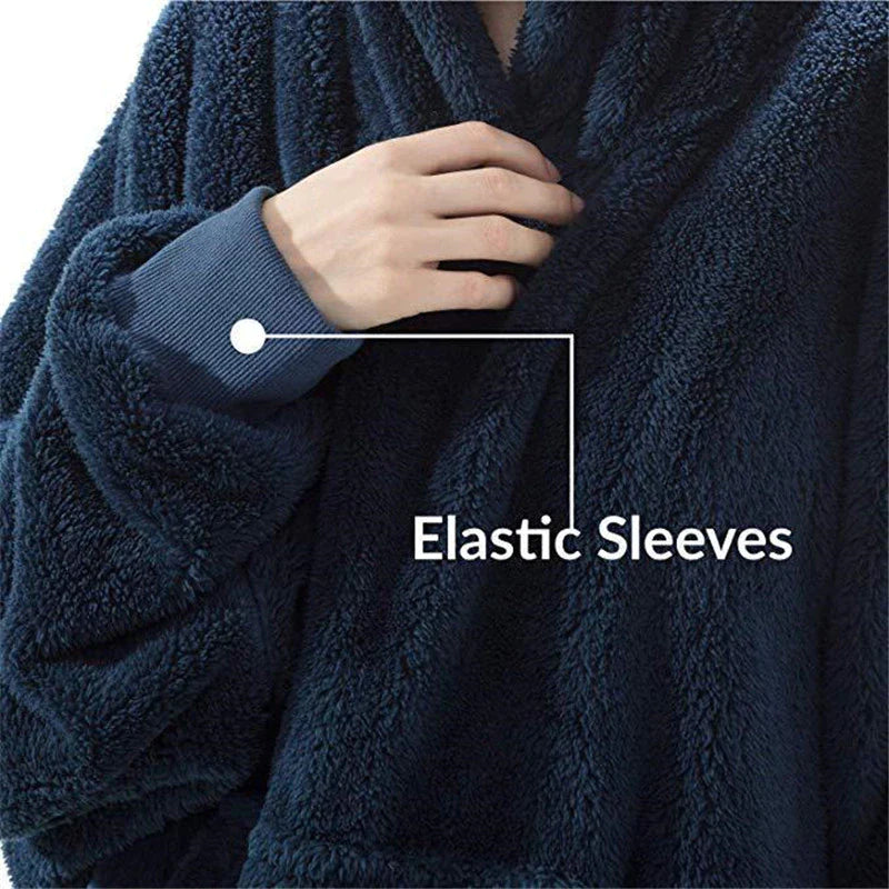 Plaid à Capuche Oversize – Sweat-Couverture Polaire Ultra-Douce à Manches avec Grande Poche, Unisexe