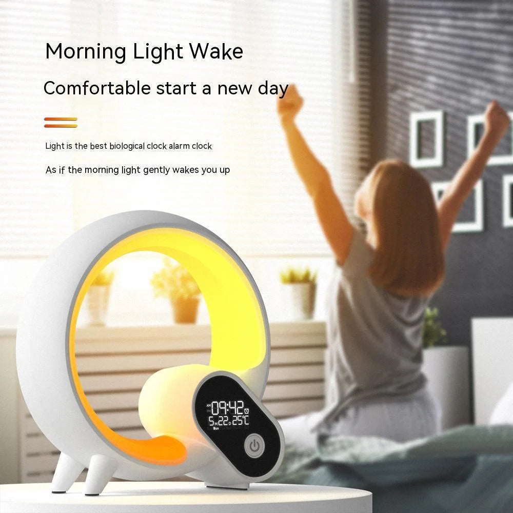 Réveil Lumineux – Lampe d'Ambiance Multicolore avec Bruits Blancs, Télécommande & Appli