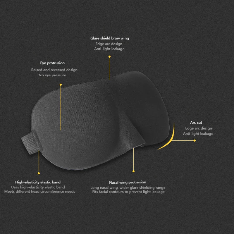 Masque de Sommeil 3D Occultant – Sans Pression sur les Yeux, Léger & Ajustable