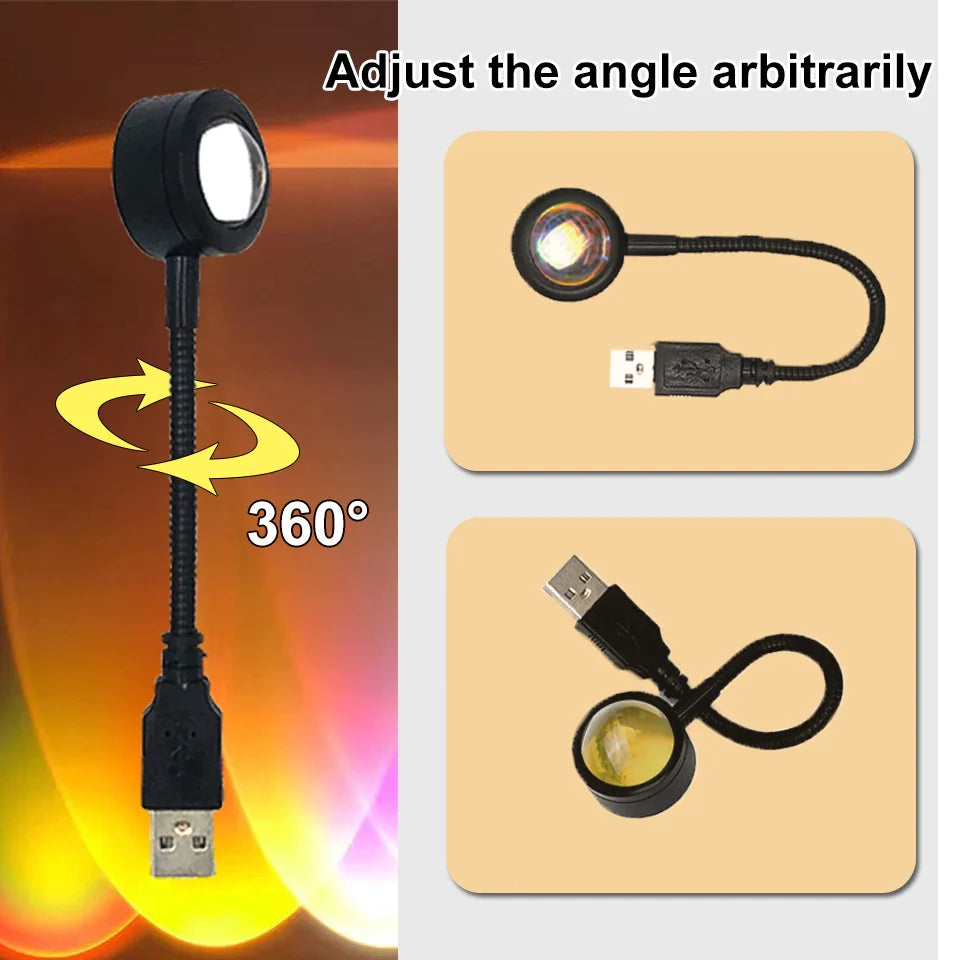 Lampe Coucher de Soleil – Projecteur LED Effet Sunset pour Chambre & Déco