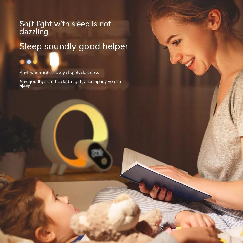 Réveil Lumineux – Lampe d'Ambiance Multicolore avec Bruits Blancs, Télécommande & Appli