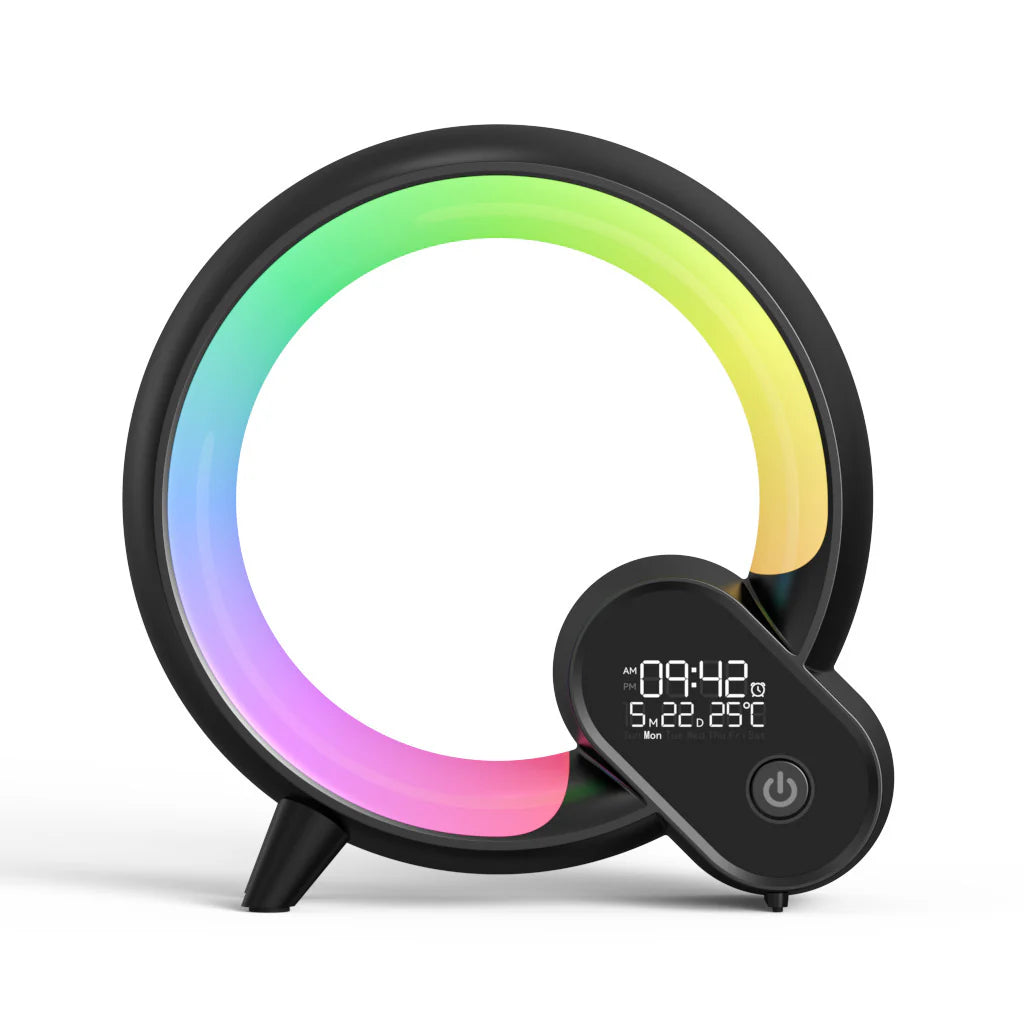 Réveil Lumineux – Lampe d'Ambiance Multicolore avec Bruits Blancs, Télécommande & Appli