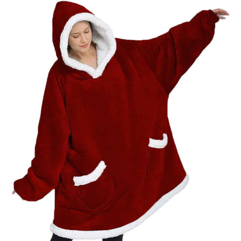 Plaid à Capuche Oversize – Sweat-Couverture Polaire Ultra-Douce à Manches avec Grande Poche, Unisexe