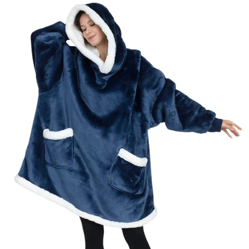 Plaid à Capuche Oversize – Sweat-Couverture Polaire Ultra-Douce à Manches avec Grande Poche, Unisexe