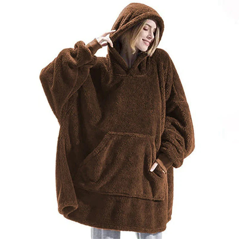Plaid à Capuche Oversize – Sweat-Couverture Polaire Ultra-Douce à Manches avec Grande Poche, Unisexe