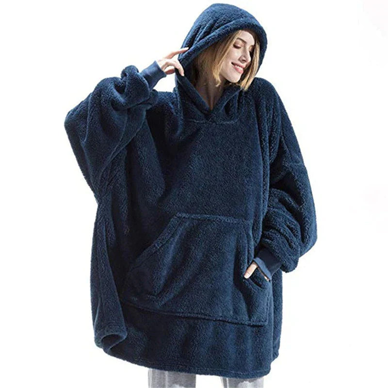 Plaid à Capuche Oversize – Sweat-Couverture Polaire Ultra-Douce à Manches avec Grande Poche, Unisexe