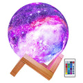 Lampe Lune Galaxie 3D – Veilleuse 16 Couleurs avec Télécommande & Socle en Bois