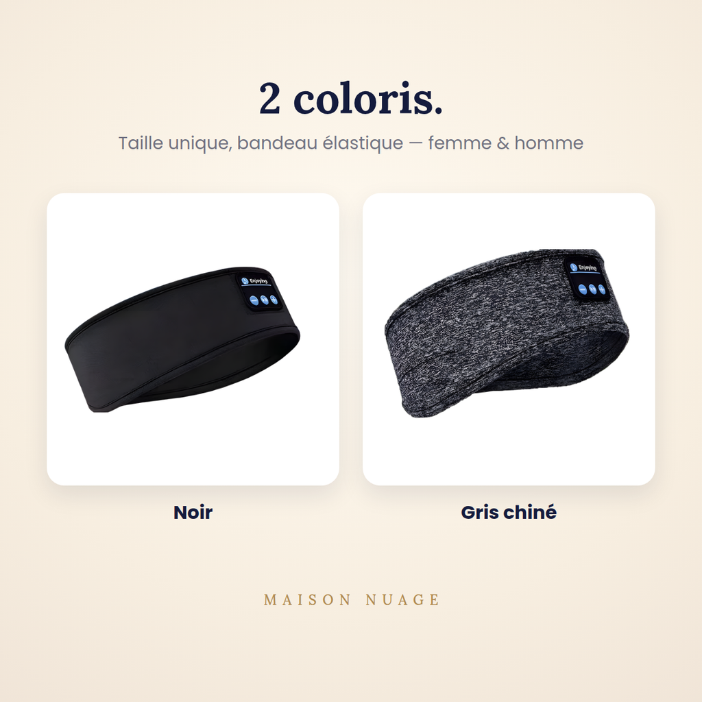 Bandeau de sommeil Bluetooth en noir et en gris chiné | Maison Nuage