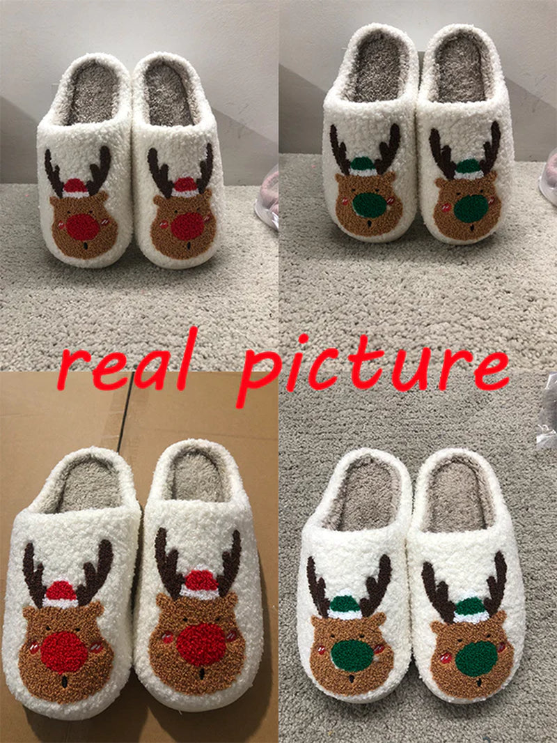 Chaussons Renne en Peluche – Pantoufles d'Hiver Ultra-Douces pour Femme & Homme